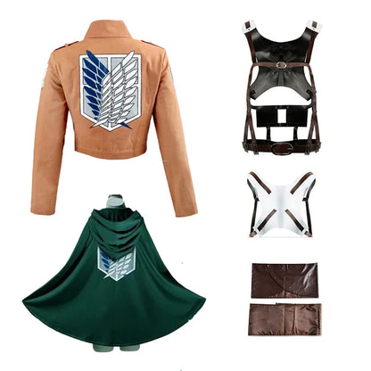 Jacket Pants Shingeki no Kyojin Cosplay Costumes Recon Corps Harness Belt Apron Skirt Scouting Legion Cape Cloak vl;6