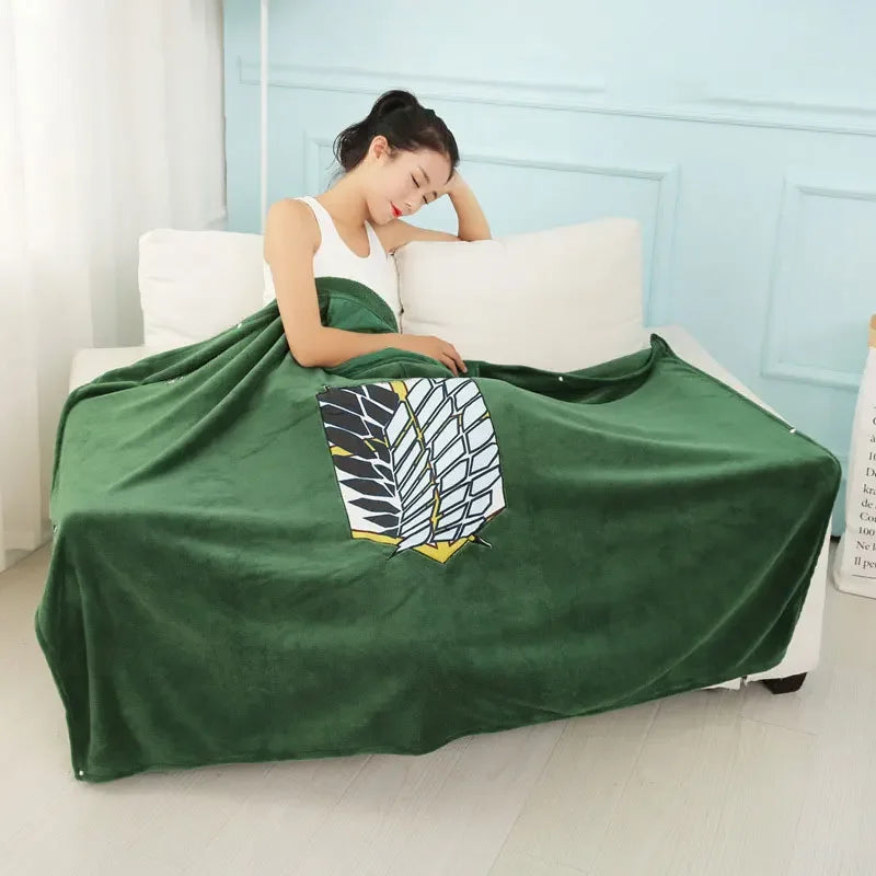 2024Titan Blanket Cloak Shingeki Kyojin Survey Corps Cloak Cape Flannel Cosplay Hoodie Droping shipping Gift