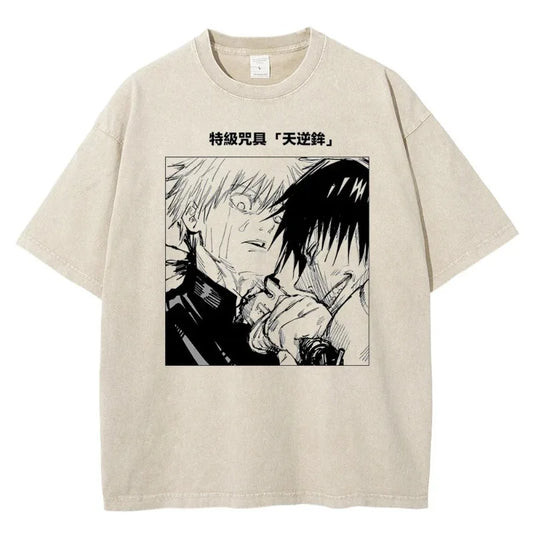 New Anime Jujutsu Kaisen Men 2025 Summer Washed T-shirt Harajuku Retro Street Loose Oversized Women Casual Short-sleeved Top Y2K