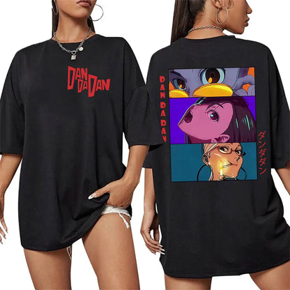 Japan Anime Dandadan Okarun Dan Da Dan Print Tee Shirt Mens Women Vintage Aesthetic T-shirt Fashion High Quality Cotton T Shirts