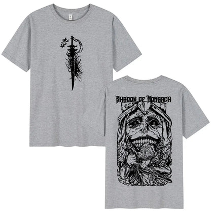 Japan Anime Solo Leveling Harajuku Style T Shirts Statue of God Sung Jinwoo Men Women Punk T-shirts Loose Cotton Manga T-shirt
