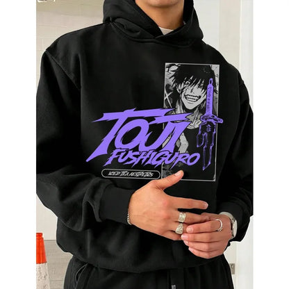 Jujutsu Kaisen Toji Fushiguro Pattern Black Hoodie Autumn Winter Oversized Sweatshirt Men Women Unisex Long Sleeve Pullover