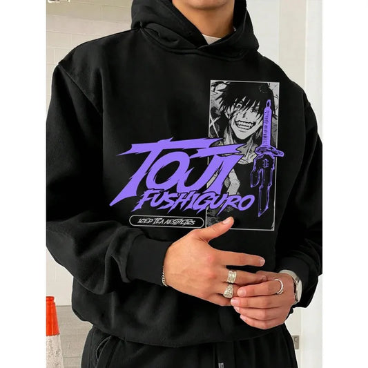 Jujutsu Kaisen Toji Fushiguro Pattern Black Hoodie Autumn Winter Oversized Sweatshirt Men Women Unisex Long Sleeve Pullover