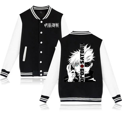 Anime Jujutsu Kaisen Gojo Satoru Baseball Jacket Men Women Fashion Anime Jacket Baseball Jersey Casual Outdoor Baseball Coats