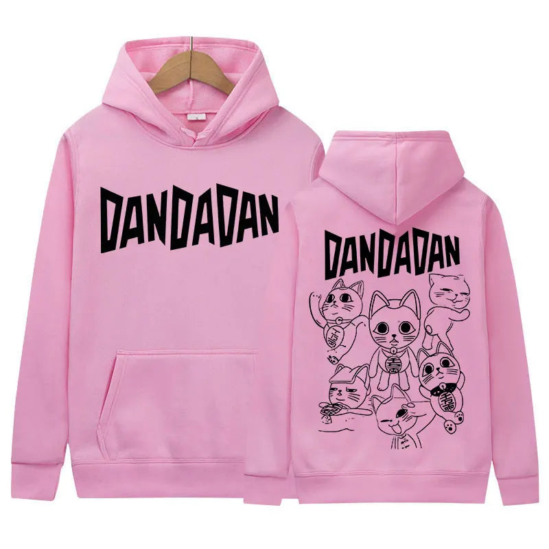 Japanese Anime Dandadan Okarun Dan Da Dan Graphic Hoody Funny Cat Style Men Women Fleece Sweatshirt Y2K Vintage Harajuku Hoodies