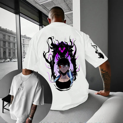 Solo Leveling Hot Blood Anime Print Men's Women's Summer Fashion Street Casual Loose T-Shirt, Hoodie, Shorts and Sweatpants Top