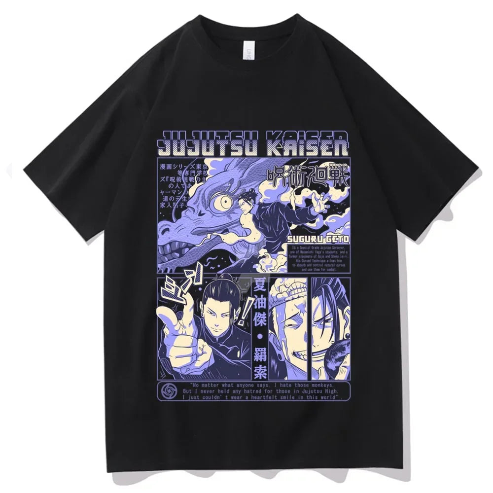 Men's Japanese Jujutsu Kaisen Geto Suguru cartoon anime Harajuku printed short-sleeved T-shirt casual wear