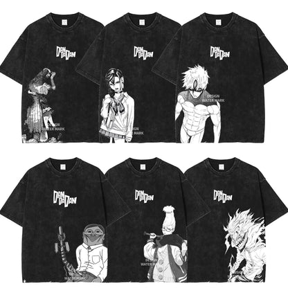 DanDaDan T Shirt Anime Oversized Vintage Washed T-shirts Streetwear Retro Manga Ayase Momo Takakura Ken DTG Printing Top Tee Men