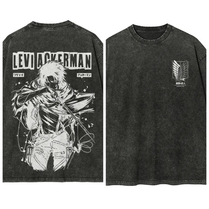Attack on Titan Printed Short Sleeve T-Shirt Casual Summer Wear Men's Street Clothing Men's T-Shirt Washed and Old Comfortable