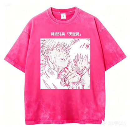 New Anime Jujutsu Kaisen Men 2025 Summer Washed T-shirt Harajuku Retro Street Loose Oversized Women Casual Short-sleeved Top Y2K