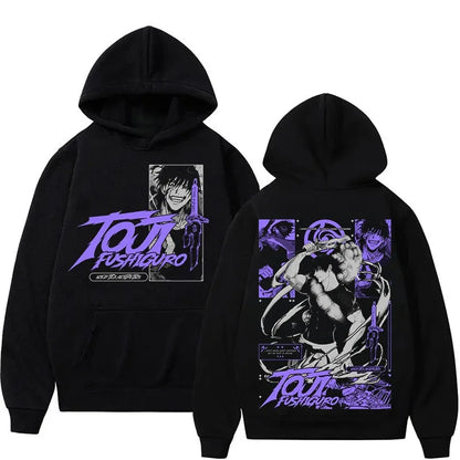 Jujutsu Kaisen Toji Fushiguro Pattern Black Hoodie Autumn Winter Oversized Sweatshirt Men Women Unisex Long Sleeve Pullover