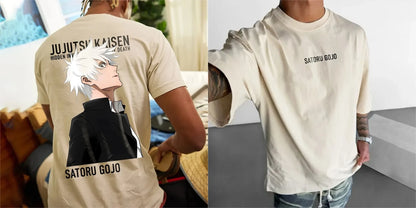 Jujutsu Kaisen Satoru Gojo Anime Men's T-shirt Summer Cotton Short Sleeve Graphic Tee Streetwear Casual Tops Cosplay Y2k Clothes