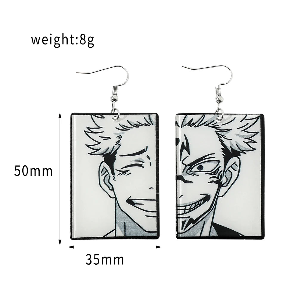 Anime Jujutsu Kaisen Figure Drop Earrings Itadori Yuji Ryomen Sukuna Acrylic Ear Accessories Cosplay Gift for Fans for Women Men