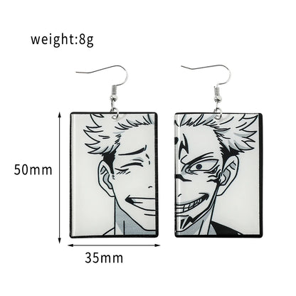 Anime Jujutsu Kaisen Figure Drop Earrings Itadori Yuji Ryomen Sukuna Acrylic Ear Accessories Cosplay Gift for Fans for Women Men
