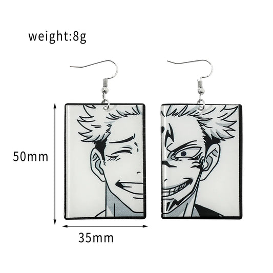 Anime Jujutsu Kaisen Figure Drop Earrings Itadori Yuji Ryomen Sukuna Acrylic Ear Accessories Cosplay Gift for Fans for Women Men