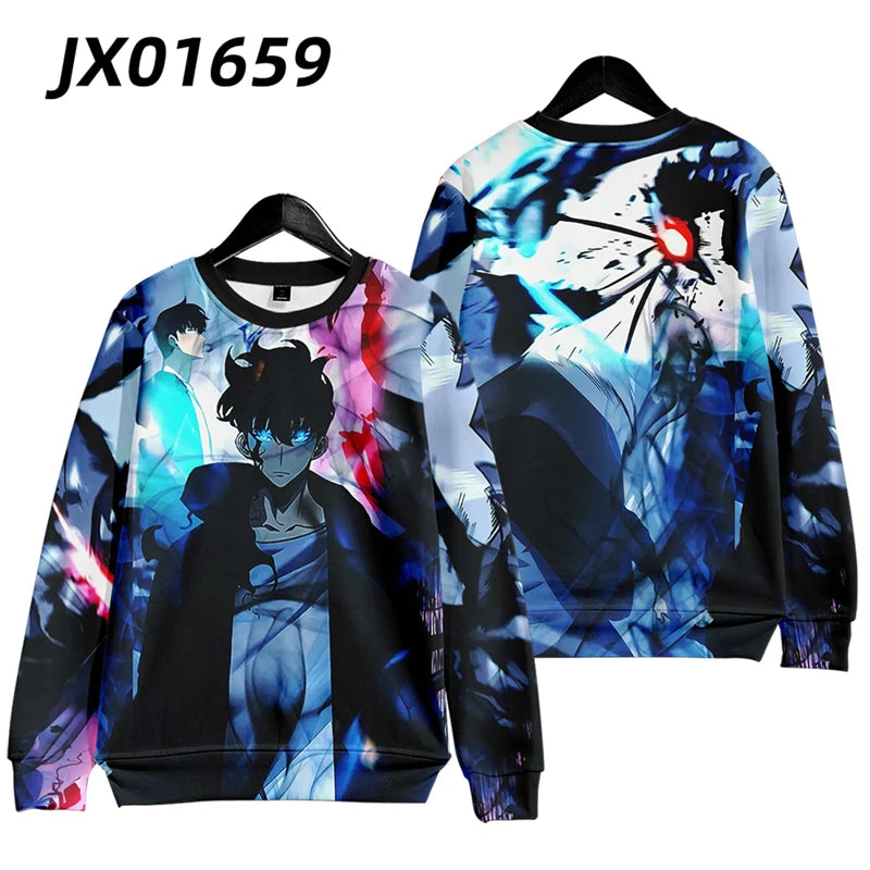 Anime Solo Leveling Sung Jin Woo Cosplay Hoodie Women Men O-neck Long Sleeve Crewneck Sweatshirt Casual Tracksuit
