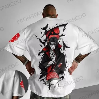New Naruto Anime Peripheral Printing T-shirt Men's Summer Japanese Loose Casual Wear Large Size Children's Parent-child Top