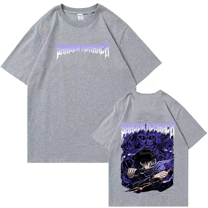 Anime Solo Leveling Shadow Monarch T-Shirts Man Women Summer Casual O-Neck Short Sleeve Shirts
