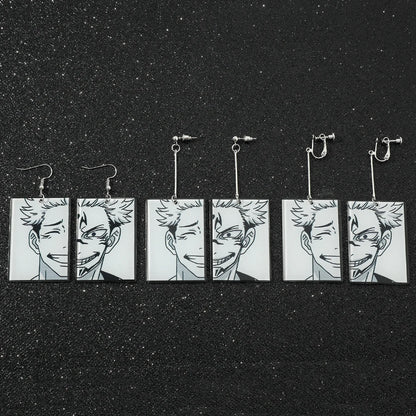 Anime Jujutsu Kaisen Figure Drop Earrings Itadori Yuji Ryomen Sukuna Acrylic Ear Accessories Cosplay Gift for Fans for Women Men