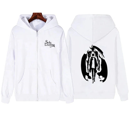 Anime Solo Leveling Printed Zipper Hoodies Women Men Autumn Winter Casual Harajuku Coat Fashion Fleece Long Sleeve Jacket Hoodie
