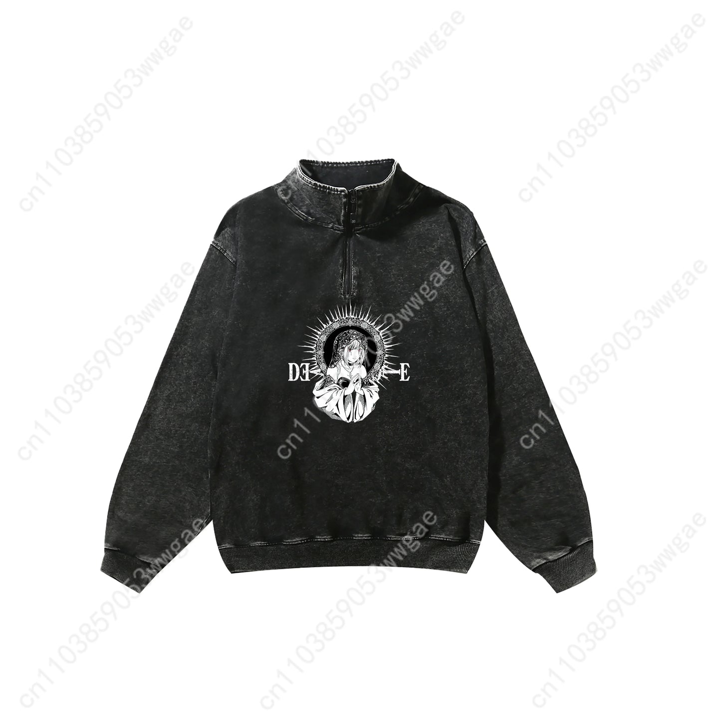 Death Note Retro Sweatshirt Man Woman Teenager Vintage Pullover Half Zipper Sweatshirt Anime Customized Top Long Sleeved Tshirt