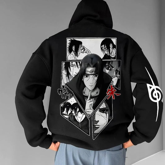 Sweater Men's Anime Peripheral Naruto NARUTO Fleece Hooded Long Sleeve T-Shirt Ins Loose Tide