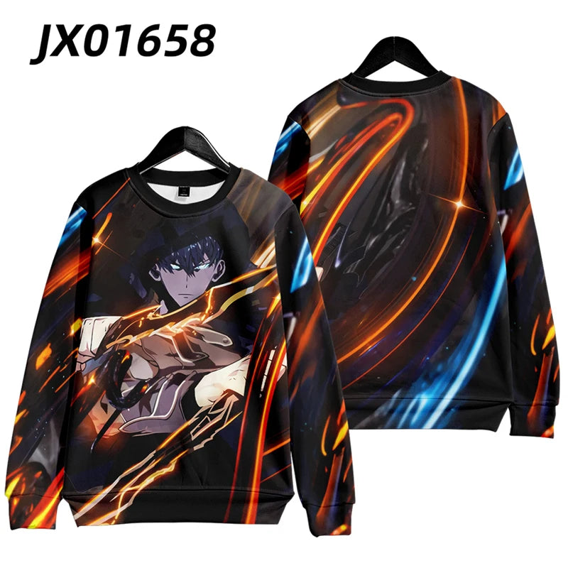 Anime Solo Leveling Sung Jin Woo Cosplay Hoodie Women Men O-neck Long Sleeve Crewneck Sweatshirt Casual Tracksuit