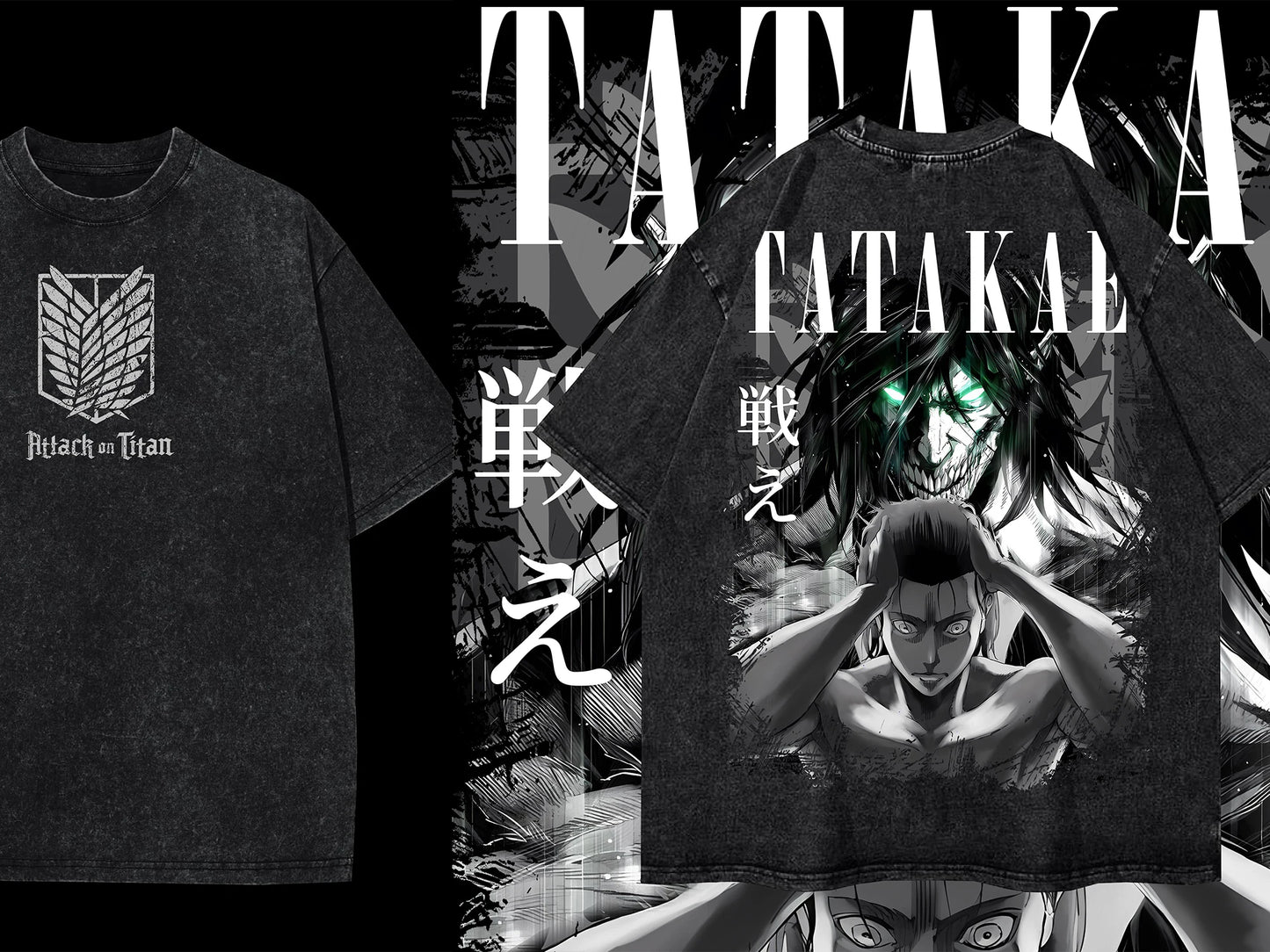 Attack on Titan Season 3 Scout Regiment Distress T-Shirt Anime Washed Tshirt Graphic T Shirts Harajuku Tops Tees