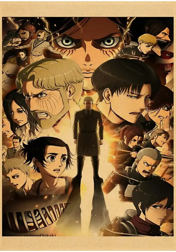 Attack on Titan Season  Eren Poster  Japanese Anime Classic Kraft Paper Wall Art Decor for Home  Room  Unique Prints  Stickers f
