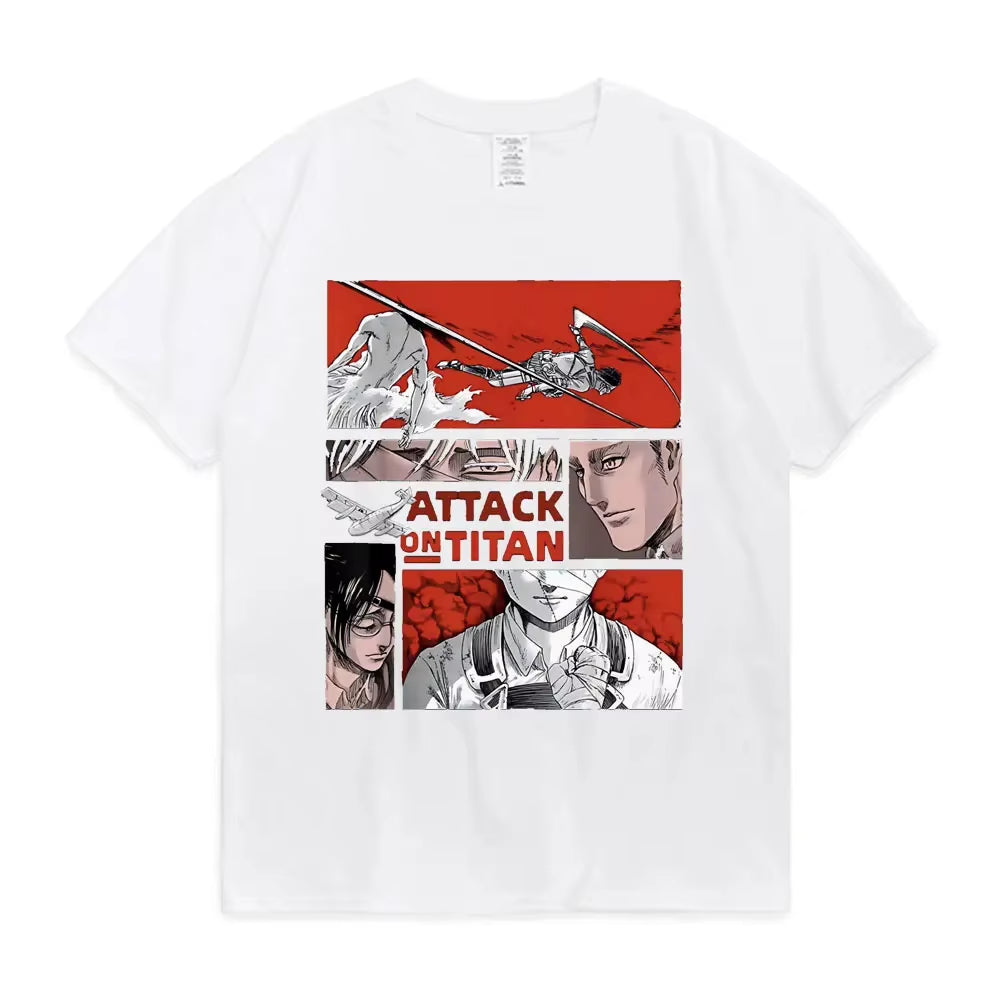 Attack on Titan T-Shirt Men Women 100% Cotton plus Size Loose Streetwear O-Neck Japanese Anime Oversized Printed Unisex Tees