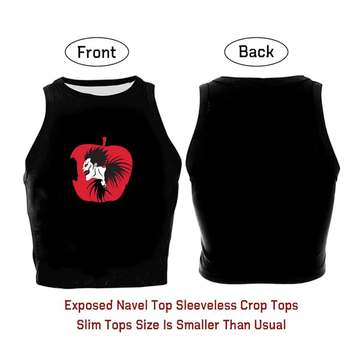 Death Note Graphic Sexy Women Shoulder-Off Crop Top Casual Japanese Anime Sleeveless Tank Tops Fashion Streetwear Y2K T-Shirts