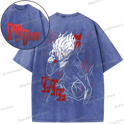 Dandadan Okarun T-shirts for Men Women Washed Cooton Tee Shirt Japanaise Anime Manga Gift Anime Dan Da Dan Cool Street T-shirt