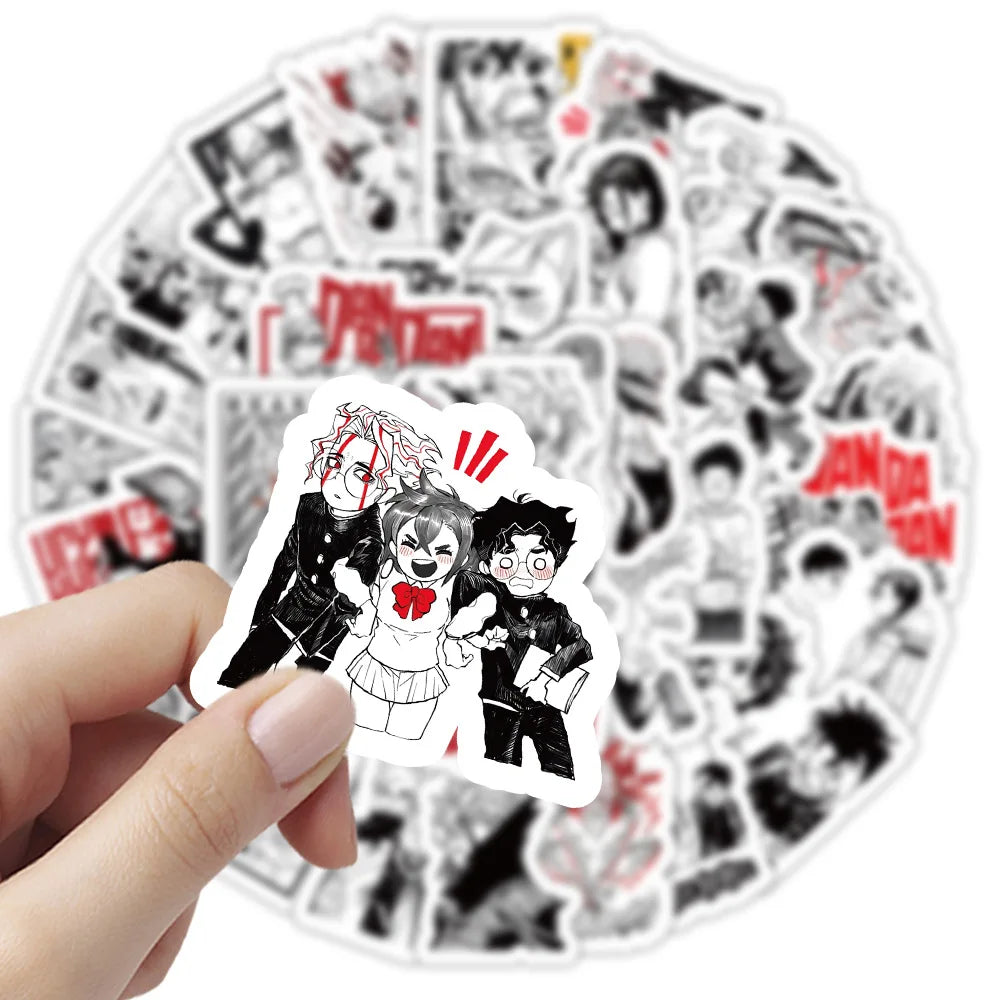 50PCS New DAN DA DAN Cartoon Stickers Funny Anime Graffiti Decoration Kids Toys Black White Style Decals Laptop Guitarr Car Bike