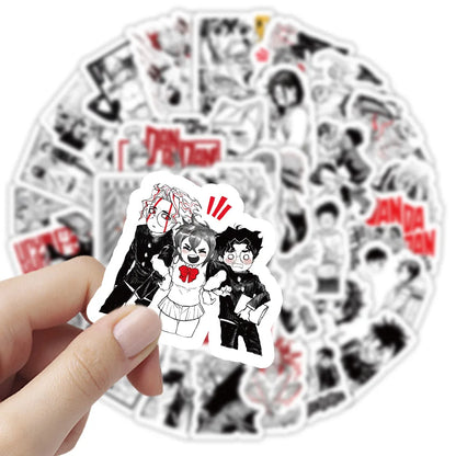 50PCS New DAN DA DAN Cartoon Stickers Funny Anime Graffiti Decoration Kids Toys Black White Style Decals Laptop Guitarr Car Bike