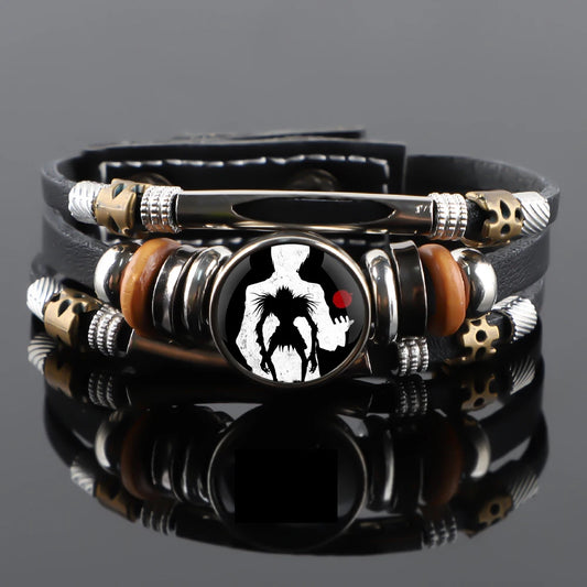 Death Note Design Vintage Leather Rope Bracelet Art Multilayer Braided Bracelets Bangles Handmade Charm Jewelry Gift
