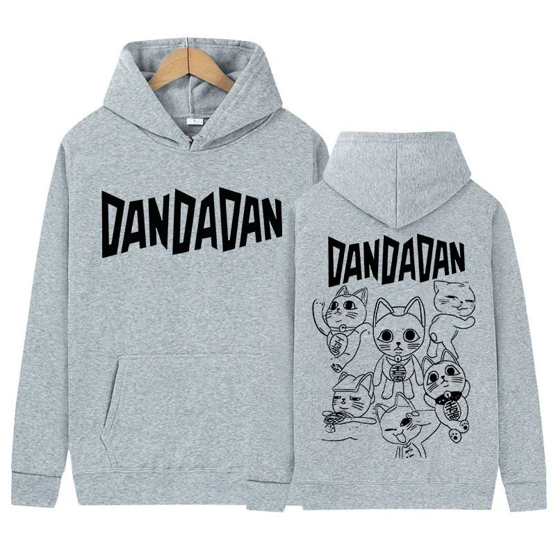 Japanese Anime Dandadan Okarun Dan Da Dan Graphic Hoody Funny Cat Style Men Women Fleece Sweatshirt Y2K Vintage Harajuku Hoodies