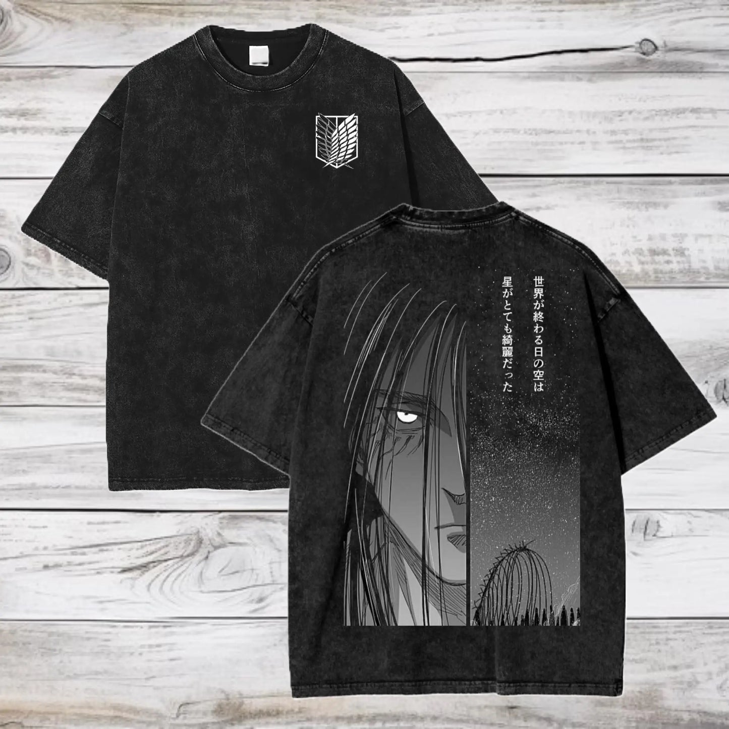 Attack on Titan Season 3 Scout Regiment Distress T-Shirt Anime Washed Tshirt Graphic T Shirts Harajuku Tops Tees