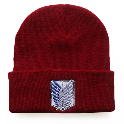 NEW Anime Attack on Titan Fashion Embroidery Knitted Hat New Men Women Hip Hop Hat Winter Hat Fashion Unisex Cap Streetwear gift