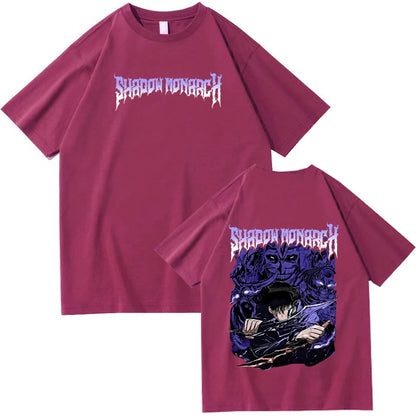 Anime Solo Leveling Shadow Monarch T-Shirts Man Women Summer Casual O-Neck Short Sleeve Shirts
