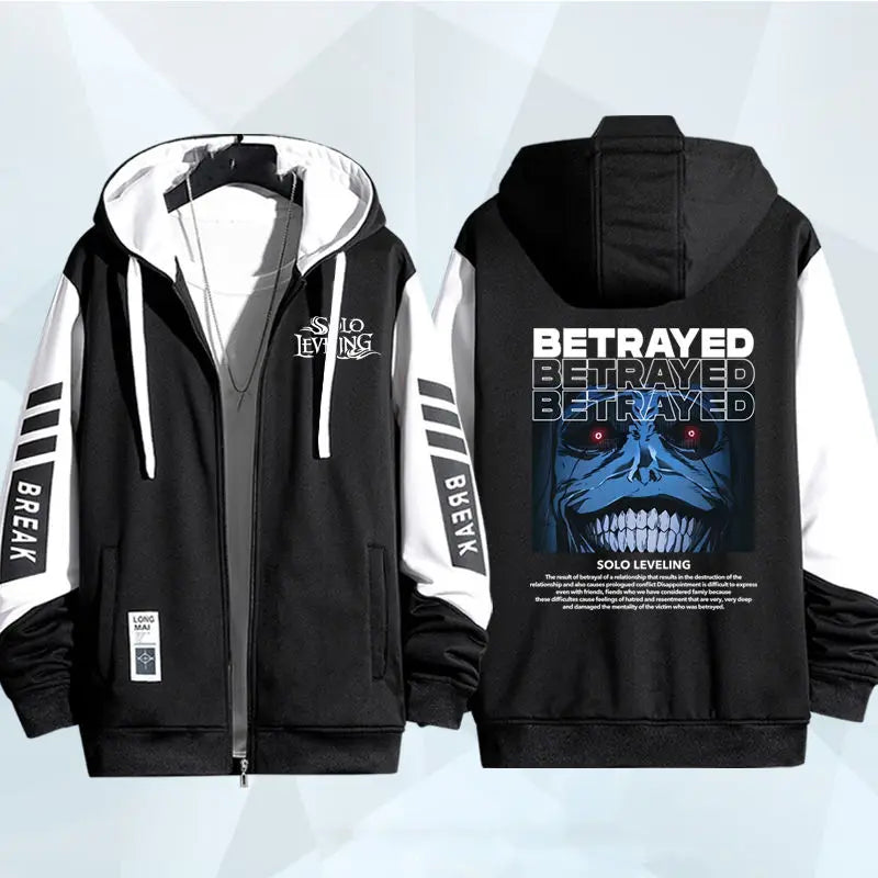 Anime Solo Leveling Print Hoodie for Men Zip Coat Outwear Autumn Winter Coat Casual Hoodies Hooded Sweatshirt Daily Wear