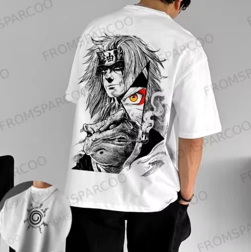 New Naruto Anime Peripheral Printing T-shirt Men's Summer Japanese Loose Casual Wear Large Size Children's Parent-child Top