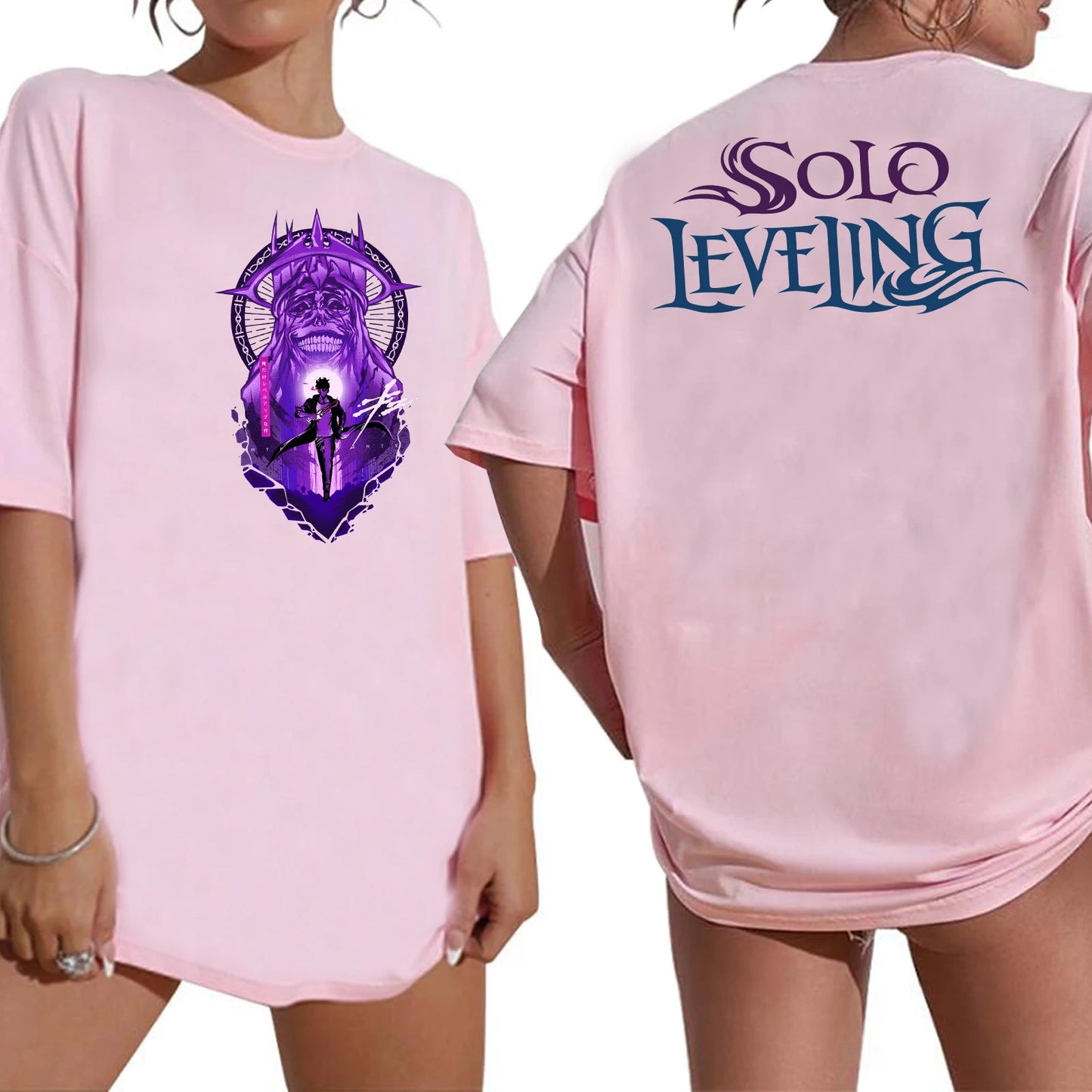 Solo Leveling Statue of God Extra Large T-shirt O-Neck Short Sleeve Fashion Oversize Shirts