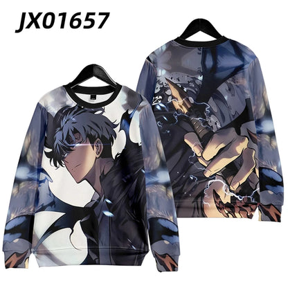 Anime Solo Leveling Sung Jin Woo Cosplay Hoodie Women Men O-neck Long Sleeve Crewneck Sweatshirt Casual Tracksuit