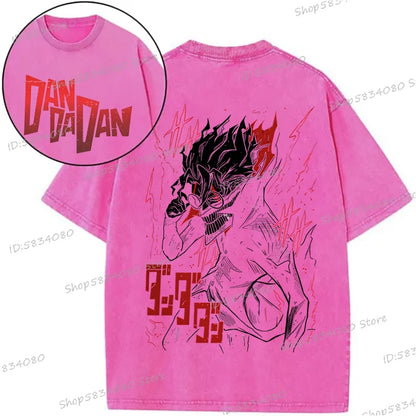 Dandadan Okarun T-shirts for Men Women Washed Cooton Tee Shirt Japanaise Anime Manga Gift Anime Dan Da Dan Cool Street T-shirt