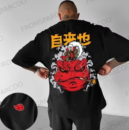 New Naruto Anime Peripheral Printing T-shirt Men's Summer Japanese Loose Casual Wear Large Size Children's Parent-child Top