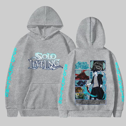 Anime Solo Leveling Sung Jinwoo Print Hoodies Men Women Manga Casual Pullover Unisex Harajuku Streetwear Long Sleeve Sweatshirts