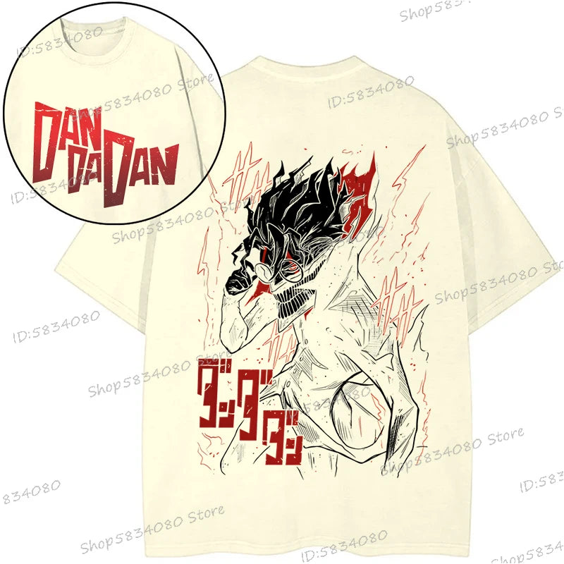 Dandadan Okarun T-shirts for Men Women Washed Cooton Tee Shirt Japanaise Anime Manga Gift Anime Dan Da Dan Cool Street T-shirt
