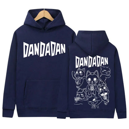 Japanese Anime Dandadan Okarun Dan Da Dan Graphic Hoody Funny Cat Style Men Women Fleece Sweatshirt Y2K Vintage Harajuku Hoodies