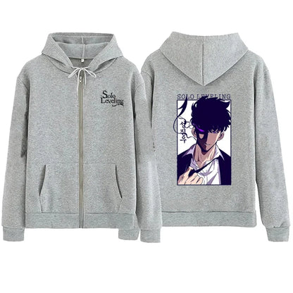 Anime Solo Leveling Printed Zipper Hoodies Women Men Autumn Winter Casual Harajuku Coat Fashion Fleece Long Sleeve Jacket Hoodie
