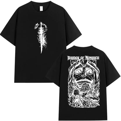 Japan Anime Solo Leveling Harajuku Style T Shirts Statue of God Sung Jinwoo Men Women Punk T-shirts Loose Cotton Manga T-shirt